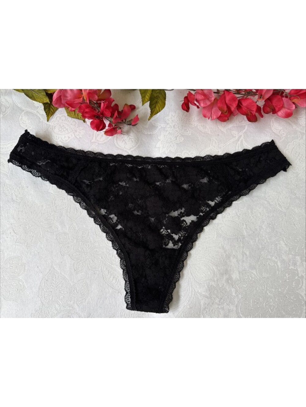 Honeydew Women's Hipster Bikini Lace Panty Thong Size XL Black NEW